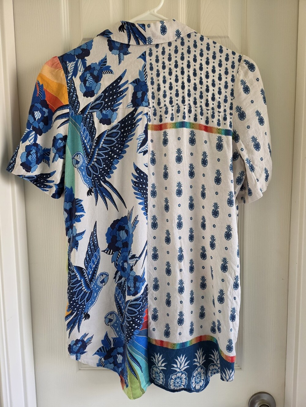 FARM Rio Surf Button Down Shirt Anthropologie Colorful Tropical Print Top XS - Picture 7 of 7